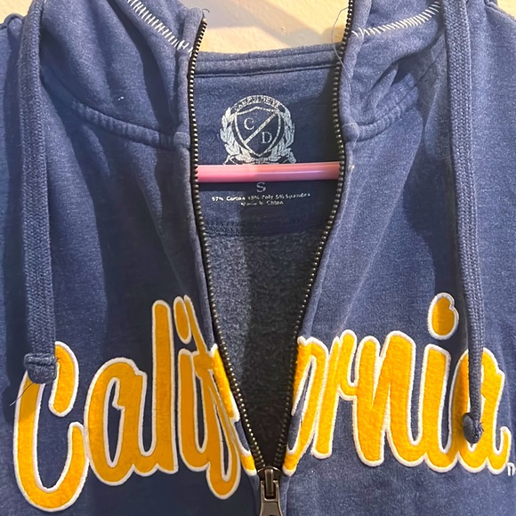California Zip Up Navy Sweater Blue and Yellow - Picture 2 of 3
